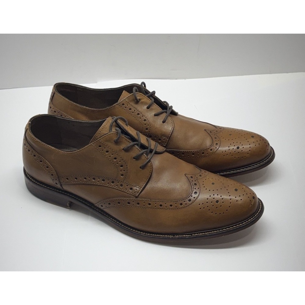 Joseph Abboud Heritage Men's Sz13 Lace Wingtip Oxford Brown Leather Shoes Lux